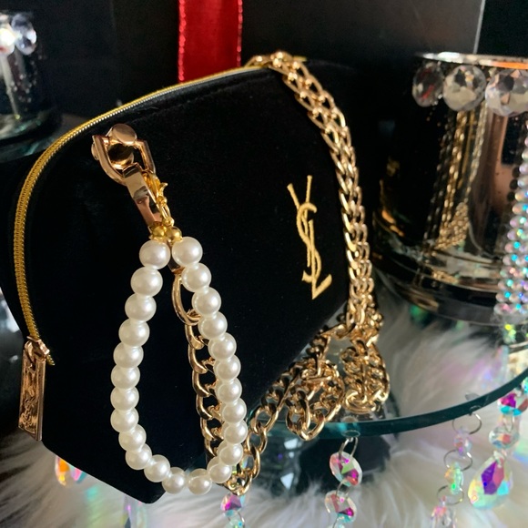 YSL Yves Saint Laurent Velour Cosmetic Bag to Crossbody Purse - Picture 3 of 8